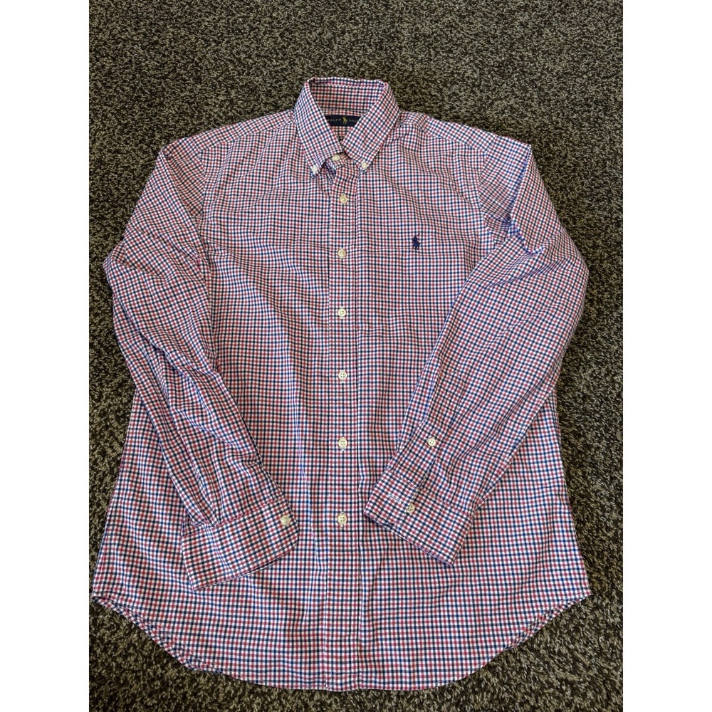 Ralph Lauren Gingham Red White Blue Long Sleeve Button Down Medium M